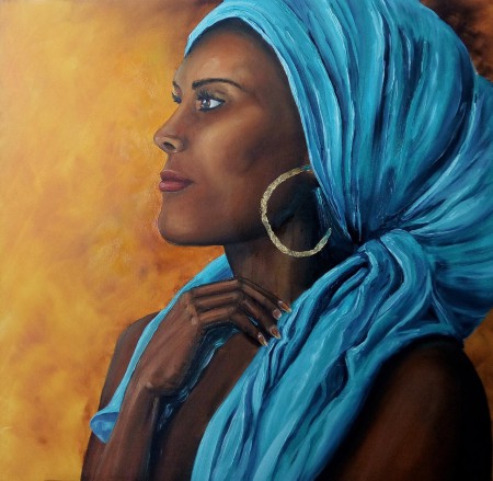 Portret 1 - 70x70 cm - olieverf